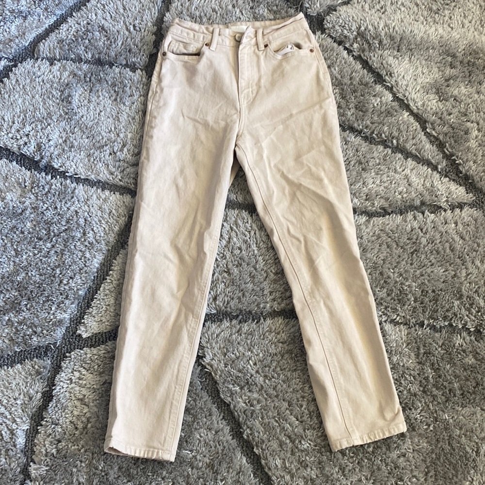 Beige high waisted  straight jeans